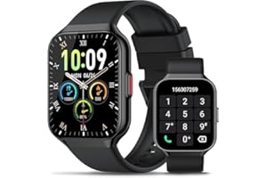 HOIFA Smartwatch Uomo Donna, 1.96" HD Orologio Smartwatch con Chiamate, 113+ Sportive Smart Watch con 24H Cardiofrequenzimetro/Contapassi/SpO2/Sonno, IP68 Orologio Fitness per Android iOS Nero