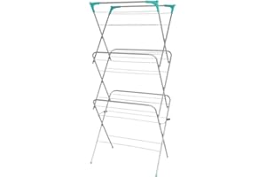RAM ONLINE Ram® 3 Tier Deluxe Airer Foldable Heavy Duty Clothes Airer With 4 CORNER HOOKS And Sock Dryer 14M Airing Capacity