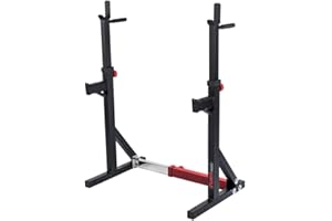 ‎FUEL FITNESS FUEL Fitness HR200 verstellbarer Kniebeugeständer mit Sicherheitsablagen, in Breite und Höhe verstellbare Hantelablage, Squat Rack mit Langhantelständer, mit Dip-Griffen, bis 180kg belastbar