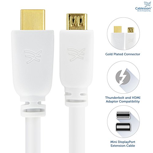 Cablesson 2 Meter / 2 m Mini Displayport Verlängerungskabel – Stecker auf Buchse Thunderbolt Anschluss (für Apple Mac, Apple LED Cinema Display, etc) 1080p - 2