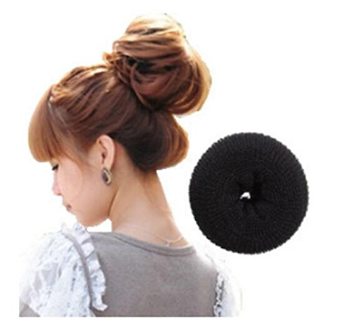 Domire Large Black Hair Donut Bun Maker Former Doughnut Shaper Ring Styling Roll Updo Styler Tool Curler 10cm
