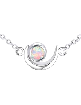 KELITCH Frau Halsband Halskette Synthetik Opal & Mond Oval Anhänger Mit 16-18