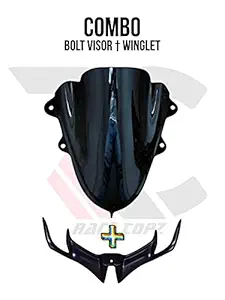 RACE COPZ Combo Offer Bolt DB Visor+Winglet 2.0 Black for Yamaha R15 V3