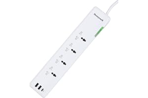Honeywell Surge Protector, 4 Universal Sockets, 2USB, 1TypeC, 12000Amp, 1.5Mtr Cord, DSW,Automatic Overload Protection,Extension Board, Master Switch, X3 Fireproof MOV tech,3Yr Manufacturer Warranty