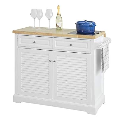 SoBuy FKW84-WN Desserte sur roulettes Meuble de Cuisine de Service Roulant avec Plans de Travail Rabattable - Grande Armoire de Rangement