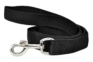 VIP Collection 1 Inch Nylon Dog Leash Strong and Durable Traditional Style Leash with Easy to Use Collar Hook Soft Padded Handle for Training Walking Lead Color Black (Extra Large)