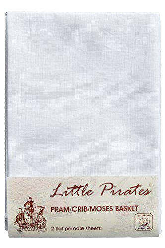 2 x Baby Pram/Crib/ Moses Basket Flat Sheet 100% Cotton White
