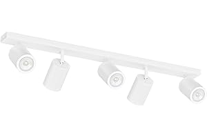 Klighten Faretti da Soffitto Orientabili Bianco, con 5 Attacco GU10, Plafoniera 5 Luci Interno, Plafoniera Faretti per Cucina, Soggiorno, Camera da Letto, Max 50W x 5, Lampadina Non Inclusa