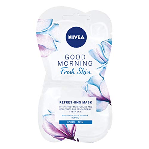NIVEA Mascarilla Facial Refrescante Buenos Días Piel Fresca, máscara facial para piel normal y mixta, mascarilla con aloe vera y vitamina E - 2 x 7.5 ml