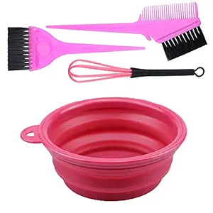 4PCS Hair Dye Kit Includes Hair Tinting Bowl Dyeing Brushes Sharp Tail Comb Mixer for DIY Hair Coloring Beauty Salon Tools Set