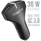 iVoltaa QC 3.0 Dual Port 36 W Turbo Car Charger - (Black)