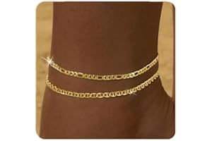 ZHESHY 2 Stück Fussketten Gold Silber für Damen 18k Gold Perlen Mehrreihige Fußkettchen mit Kreuz Herz CZ Plättchen Verstellbare Wasserfest Sommer Strand Schmuck Fußkette Set für Frauen und Mädchen