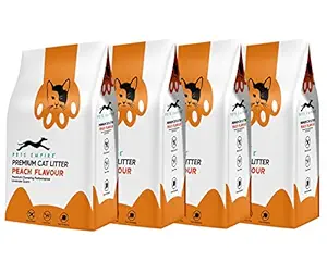 PETS EMPIRE Peach Flavour Cat Litter, Highly Absorbent Natural Mineral Bentonite Cat Sand Litter ,Scent Long Lasting No Dust Kitty Litter, Non-Tracking Cat Litter Clumping -5kg ( Pack of 4 )
