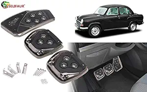 Selifaur - 3 Pcs Black Non-Slip Manual Car Pedals kit Pad Covers Set for Ambassador