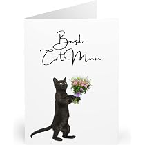 Artery8 Geburtstagskarte – Schwarze Katze Mit Gelben Blumen | Blanko-Innenbereich Für Persönliche Wünsche