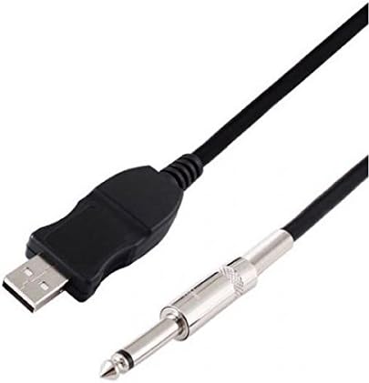 System-S 3 Metre USB Guitar Cable Bass Cable Jack Plug to Audio 1/4 6.3 mm Male