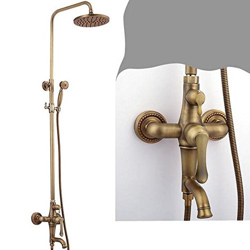 Preisvergleich Produktbild XG Vollkupfer-Dusche-antikes Badezimmer-Duschset Retro-temperaturgesteuerte Regendusche