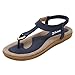 Produktbild Hot SaleSandalen Damen, Sonnena Frauen Bohemiakombi Mode flache große Größe casual Sandalen Strandschuhe Freizeitschuhe Abendschuhe (Sexy Blau, 37)