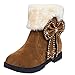Produktbild Fuibo Damen Warmhalten Stiefel, Frauen Wildleder Schleife Perlen Runde Zehe Keile Schuhe Warm Slip-On Snow Boots Schuhe | Stiefeletten Ankle Boots Schlupfstiefel Chelsea Boots (36 EU, Gelb)