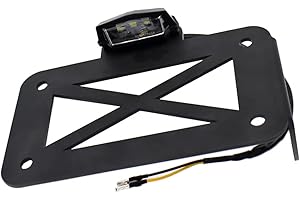 Riloer Motorcycle License Plate Rack Bracket,License Plate,Modified Accessories,Number Plate Holder Bracket Cnc Frame with LED Light, motorbike number plate,Compatible with Harley, Black