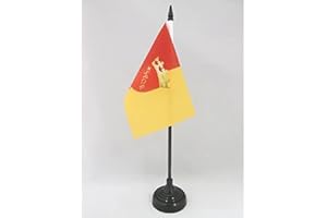 BANDIERA DA TAVOLO CITTÀ DI ROMA CON STEMMA 15x10cm - PICCOLA BANDIERINA ROMANA CON BLASONE 10 x 15 cm - AZ FLAG