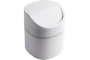 GOCUODE Poubelle de Table avec Couvercle,Mini Poubelle Plastique,Petite Poubelle de Table pour les Chambres à Coucher, les Salles à Manger, les Salles de Bains, les Bureaux Etc. (Blanc)