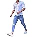Produktbild Herren Hose Xinan Freizeit Men Kleidung Hosen Jeans Stretchy Gerissen Skinny Biker Jeans Zerstört Tape Slim Fit Denim Pants (M, Blau)