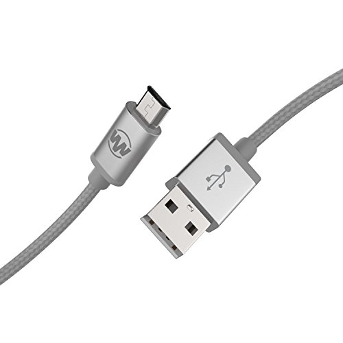 Wanshine 3.3ft Nylon Braided Tangle-Free Micro USB Cable for Android, Samsung, HTC, Nokia, Sony and More(Silver) - 5