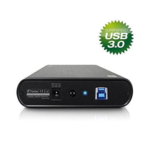 FANTEC DB-ALU3 Externes Festplattengehäuse (für den Einbau einer 8,89 cm (3,5 Zoll) SATA Festplatte, USB 3.0 Anschluss, bis zu 5 Gbit/s Datentransfer, gebürstetes Aluminium Gehäuse) schwarz - 2
