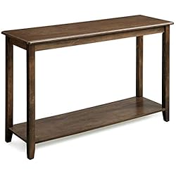 VASAGLE Mesa de Consola Grande, con Patas de Madera Maciza, Mesa para Entrada Rústica, con Estante de Almacenamiento, para Sala de Estar, Color Nogal Oscuro LCT06CB
