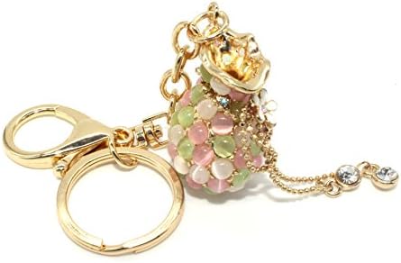 Opal Style Metal Keychain Key Ring Key Holder for Women and Grils Handbag Decoration Gift Box Packed (Jade Green)