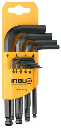 INBUS® 70440 Inbusschlüssel Zoll Set Kurz mit Kugelkopf 9tlg. 1/16-3/8" | Made in Germany | Innensechskant-Schlüssel | Winkel-Schlüssel | 1/16 | 5/64 | 3/32 | 1/8 | 5/32 | 3/16 | 1/4 | 5/16 | 3/8 | Inch | Imperial | Kurze Ausführung