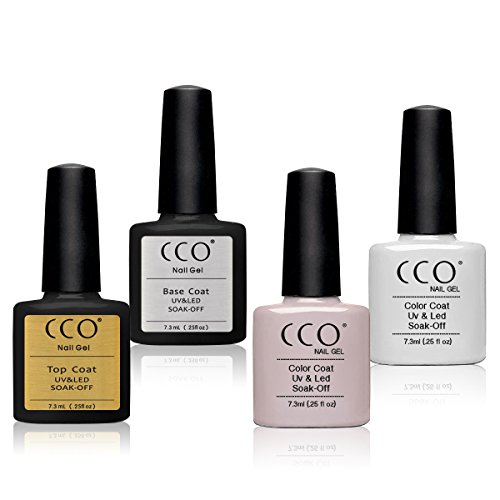 CCO UV LED NAIL GEL POLISH SOAK OFF FRENCH MANICURE SET TOP BASE PINK & WHITE