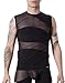 Produktbild Look Me lm803 - 77blkxl T-Shirt Tank Top Schwarz Herren Sexy Rundhalsausschnitt blickdicht/transparent mit Nadelstreifen
