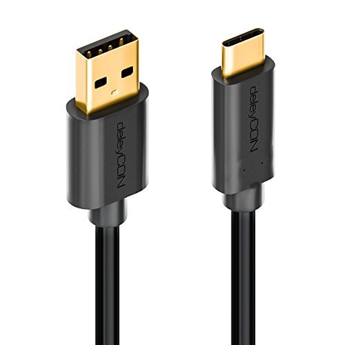 deleyCON 2m USB Kabel / Stecker Typ 3.1 / C auf A / USB 2.0 Speed / Ladekabel Datenkabel / für z.B. Smartphone / PC / Notebook / Ladegerät – Schwarz - 3