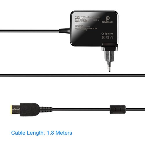 Laptop Charger, POWERILLEX 65W AC Laptop Power Adapter 20V 3.25A for Lenovo Laptop Notebooks with Rectangular Slim Tip Common Power Plug and 5.9 FT Power Cable - 4