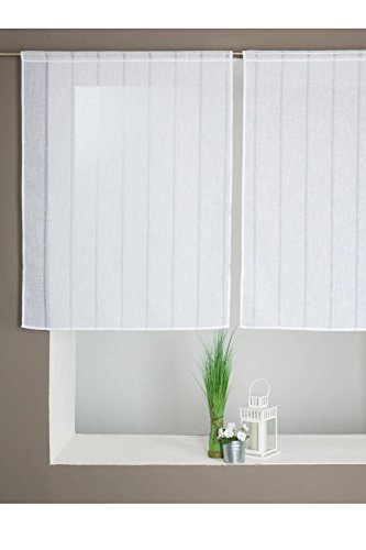 Scheibengardinen Paar In Leinenoptik Mit Streifen 90 X 120 cm Weiß
