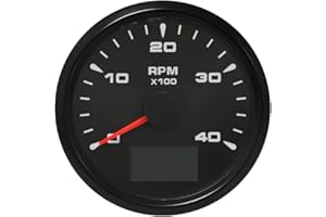 ELING Compteur de vitesse 4000 tr/min pour yachts nautiques automatiques avec rétroéclairage 8 couleurs 85 mm 9-32 V