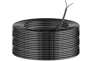 INSHAREPLUS 50M/164ft 12V Low Voltage Wire, Outdoor Landscape Lighting Cable, 2 * 0.3mm² Conductor Extension Cable, 22AWG Electrical Cord Red & Black Tinned Copper Hookup Wire Kit, 2 Core with Black Reel Package