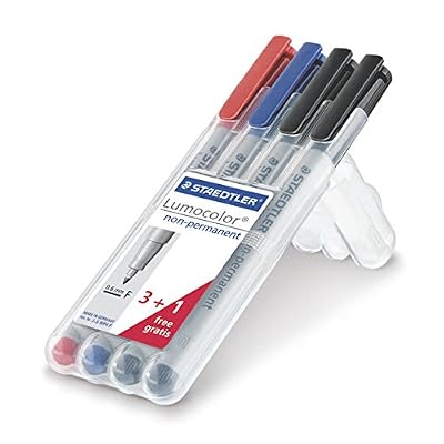 Staedtler - LumoColor 316 - Etui Chevalet Box 4 Feutres Non-Permanents Pointe Fine 0,6 mm Assortis "3 + 1 Offert"
