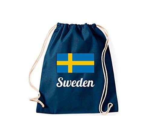 ShirtInStyle Gym Sack Turnbeutel Ländersack Sweden Schweden Farbe Blau