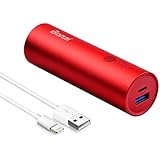 Bonai Portable Charger, 5800mAh Ultra-Compact Power Bank Premium Aluminum External Battery with High-Speed Output for iPhone, iPad, iPod, Samsung, Huawei and More - Red (Lightning Cable is Included)