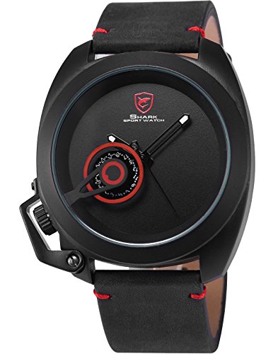 Shark Herren Analog Armbanduhr Schwarz Pferdeleder SH446 Shark Herren Analog Armbanduhr Schwarz Pferdeleder SH446