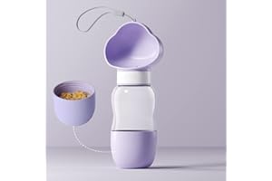 croselyu Tragbarer Wasserspender für Haustiere, mit Katzenmotiv, 1 Stück (350 + 200 ml, Violett)