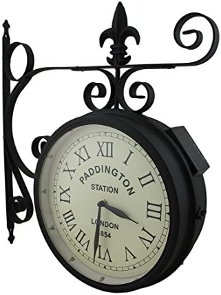 Paddington Station Railroad 2 Faced Double Sided Solar Wall Clock