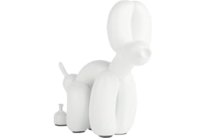 suruim - Statuetta in resina a forma di cane accovacciato, stile palloncino, decorazione moderna per casa, scrivania e ufficio, accessori per soggiorno (bianco acceso, L)