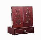 Es super fino y hermoso. GAYY Espejo retro de madera del maquillaje Espejo hecho a mano portable plegable de escritorio Grande doble echado a un lado Tespejo de revestimiento lateral,segundo
