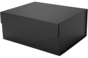 PKGMAGIC Boite Cadeau Vide 24,1x17,8x10,2 CM,Boite Cadeau Noir,Petite Coffret Cadeau Vide avec Couvercle Magnétique pour Mariage,Anniversaire(Mat,Texture Grainée)