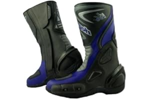 RKSPORTS LV14 Motorcycle Black Blue Red Armoured Leather Waterproof Motorbike Race Boots