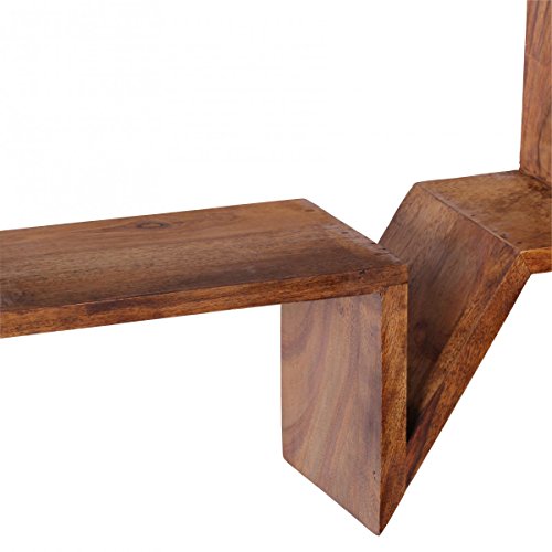 FineBuy 2er Set Wandregale Massiv-Holz Sheesham Holz-Regal Landhaus-Stil Hängeregal Echt-Holz Design Wand-Board Natur-Produkt Wandkonsole dunkel-braun unbehandelt Regale zum Aufhängen Unikat Ablage - 7